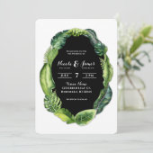 Invitation Feuilles Tropicales Vert Chic Mariage Élégant (Debout devant)