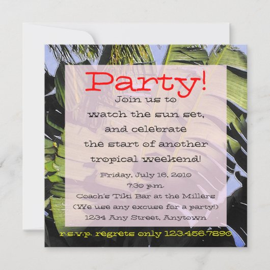 Invitation Feuilles tropicaux (Devant)