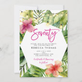 Invitation Feuilles tropicaux 70 anniversaire de fête (Devant)