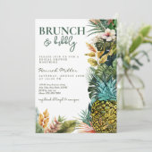 Invitation Feuilles tropicaux | Ananas | Brunch Fête des mari (Debout devant)