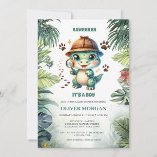 Invitation Feuilles tropicaux Baby Crocodile Bay Boy Douche