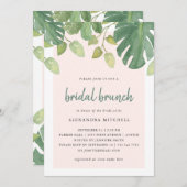 Invitation Feuilles tropicaux | Brunch nuptial transparent et (Devant / Derrière)