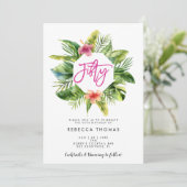 Invitation Feuilles tropicaux cinquante anniversaire invitati (Debout devant)