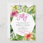 Invitation Feuilles tropicaux cinquante anniversaire invitati (Devant)