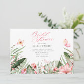 Invitation Feuilles tropicaux et fleurs nuptiale (Debout devant)