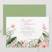 Invitation Feuilles tropicaux et fleurs nuptiale (Devant / Derrière)