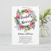 Invitation Feuilles tropicaux | Fête des mariées florale rose (Debout devant)