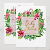 Invitation Feuilles tropicaux Flamants roses bébé douche Invi (Devant / Derrière)