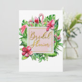 Invitation Feuilles tropicaux Flamants roses nuptiaux Invitat (Debout devant)