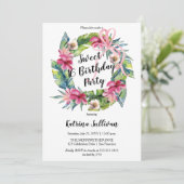 Invitation Feuilles tropicaux | Floral Sweet 16 fête d'annive (Debout devant)