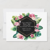 Invitation Feuilles tropicaux Hibiscus Flamants roses Invitat (Dos)