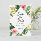 Invitation Feuilles tropicaux Luau Mariage Enregistrer Les Da (Debout devant)