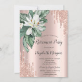 Invitation Feuilles tropicaux Magnolia Parties scintillant Dr (Devant)