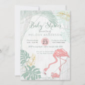 Invitation Feuilles tropicaux modernes Baby shower Flamant ro (Devant)