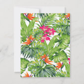 Invitation Feuilles tropicaux rose orange floral 100e anniver (Dos)