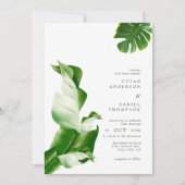 Invitation Feuilles tropicaux sauvages et Mariage chic modern (Devant)