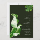 Invitation Feuilles tropicaux sauvages et Mariage chic modern (Devant)