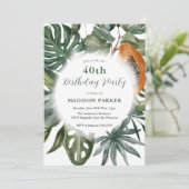 Invitation Feuilles tropicaux Wreath Anniversaire (Debout devant)