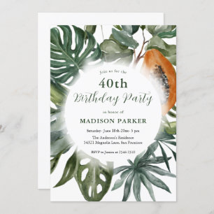 Invitation Feuilles tropicaux Wreath Anniversaire