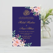 Invitation Feuilles vert clair et Mariage islamique de la mar (Debout devant)