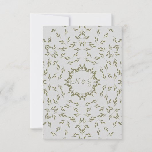 Invitation Feuilles vert olive Mariage rustique merci (Dos)