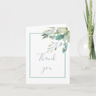 Invitation Feuilles Vert Sauge Végétal Mariage Merci