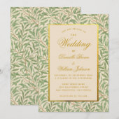 Invitation Feuilles Vertes de Mariage Faux Or Morris Saule (Devant / Derrière)