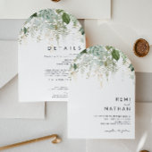 Invitation Feuilles vertes et or tout en un arc Mariage