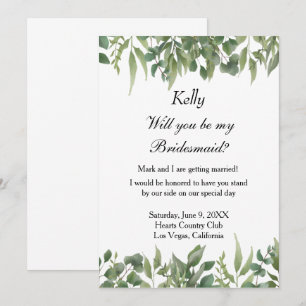 Invitation Feuilles vertes rustiques verdure feuillage demois
