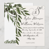 Invitation Feuilles vertes simples pour mariage (Devant / Derrière)