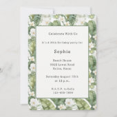 Invitation Feuilles Vertes Tropicales Orchidées Blanches Anni (Devant)