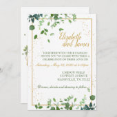 Invitation feuilles verts avec bordure en or (Devant / Derrière)