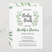 Invitation Feuilles verts Baby shower neutre pour les femmes (Devant / Derrière)
