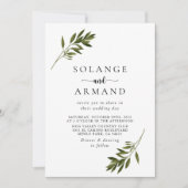 Invitation Feuilles verts botaniques Mariage avant et arrière (Devant)