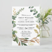 Invitation Feuilles verts d'automne Mariage de automne de cou (Debout devant)