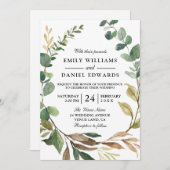 Invitation Feuilles verts d'automne Mariage de automne de cou (Devant / Derrière)