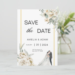Invitation Feuilles verts et beiges Sauvez le Mariage de date