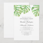Invitation Feuilles verts exotiques. Partie de fiançailles tr (Devant / Derrière)