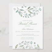 Invitation Feuilles verts, Fête de l'mariée naturelle (Devant)