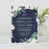 Invitation Feuilles verts floraux d'ivoire tous en un Mariage (Debout devant)