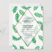 Invitation Feuilles verts| Gold Floral Engagement Party (Devant)