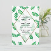 Invitation Feuilles verts| Gold Floral Engagement Party (Debout devant)