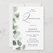 Invitation Feuilles verts luxuriants Superbe Quinceanera 15e (Devant)