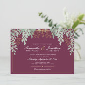 Invitation Feuilles verts Sage sur Mariage Cranberry (Debout devant)