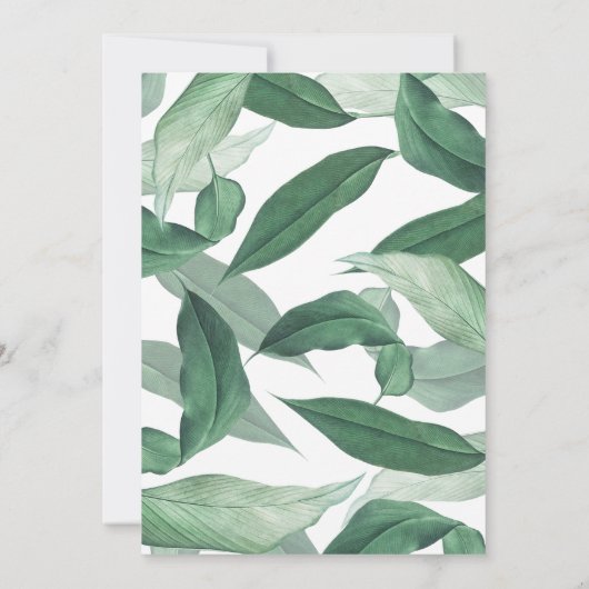 Invitation Feuilles verts tropicaux. Baptême botanique vert (Dos)