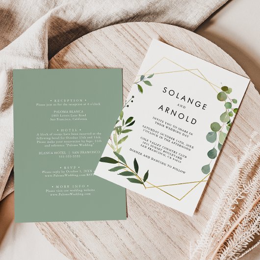 Invitation Feuilles verts tropicaux Mariage officiel avant et