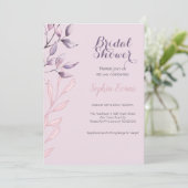 Invitation Feuilles violets et roses Fête des mariées violet (Debout devant)