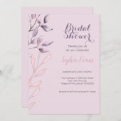 Invitation Feuilles violets et roses Fête des mariées violet (Devant / Derrière)