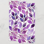 Invitation Feuilles violettes (Devant / Derrière)