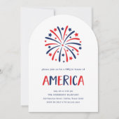 Invitation Feux | 4 juillet Rouge blanc et bleu (Devant)